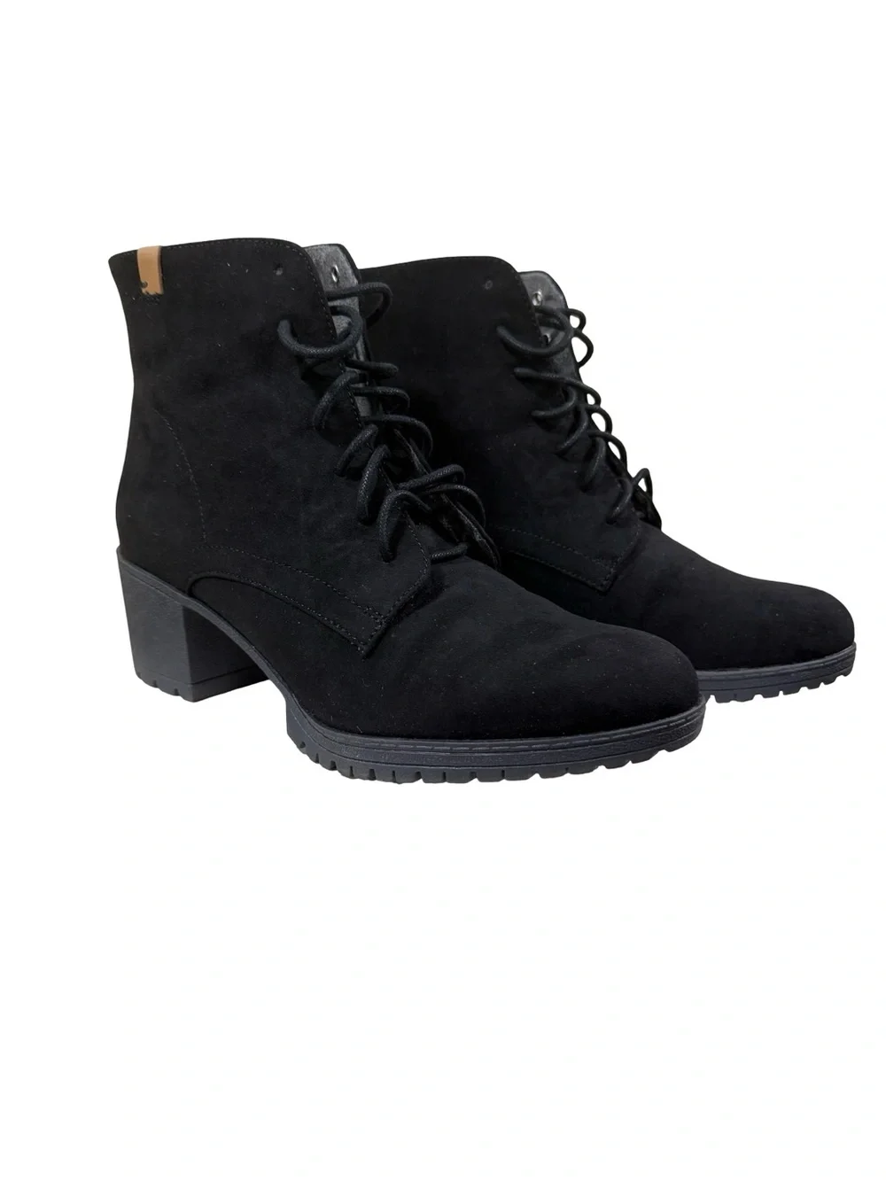 Dr. Scholl's Black Lace-Up Chunky Heel Ankle Booties